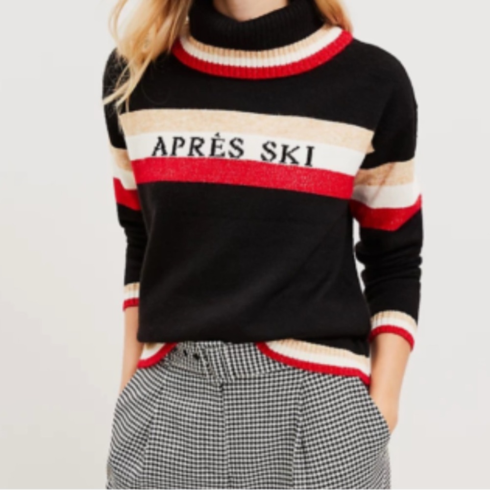 LOFT Apres Ski Black Turtleneck Sweater small